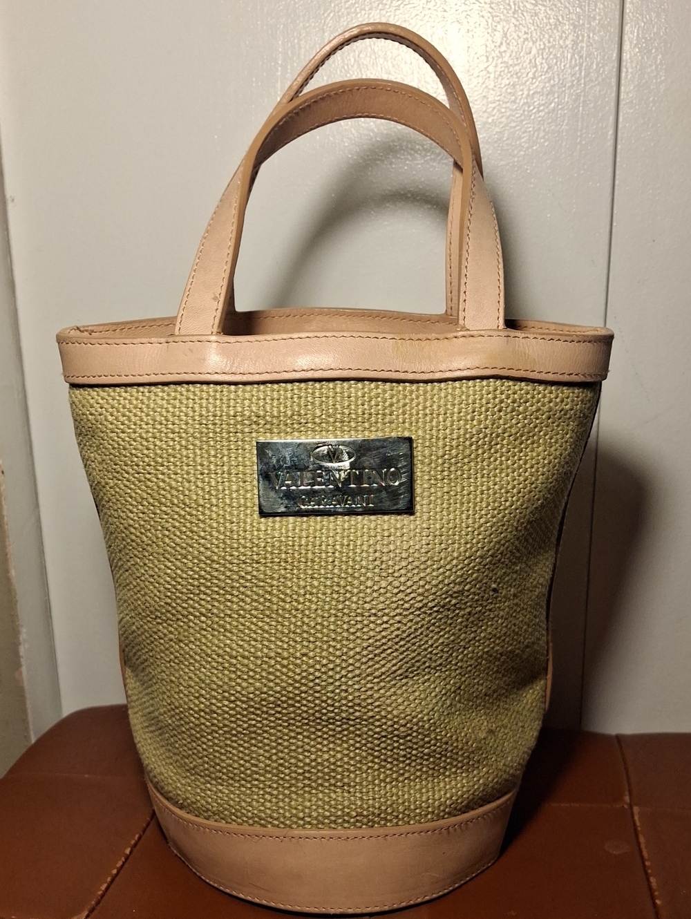 Upcycle Valentino Garavani AwwBeige Canvas Tote with Light Tan Leather Trim